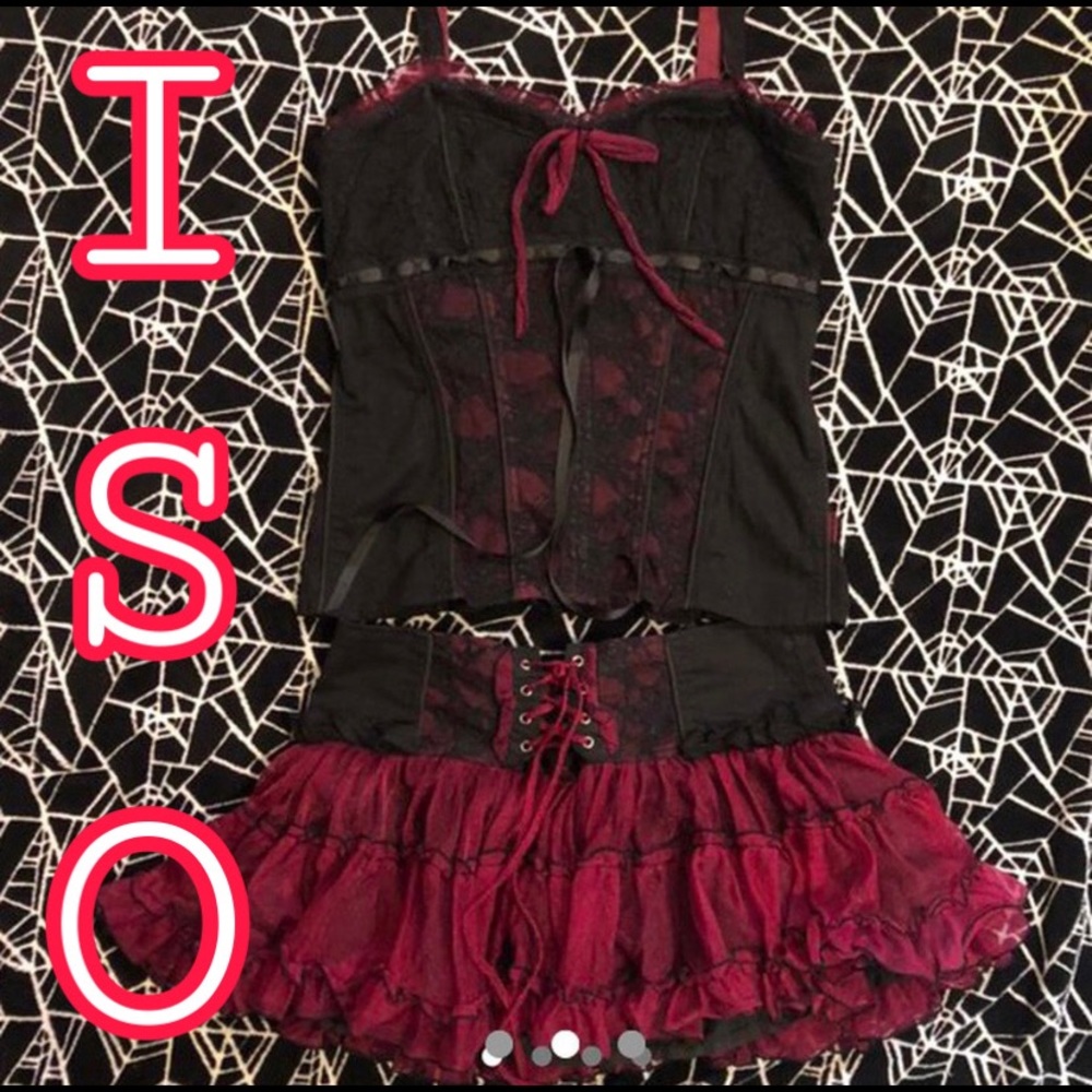 tripp nyc red and black corset and tutu set